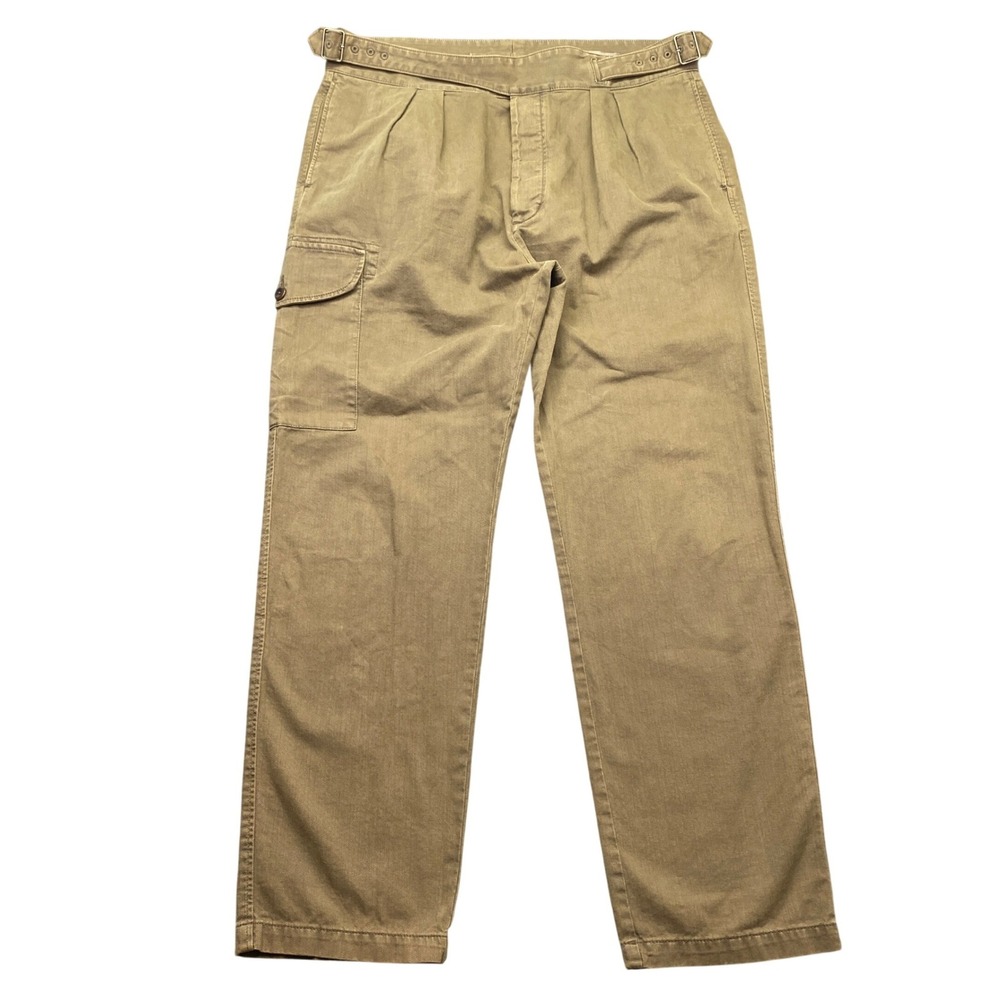 Banana Republic Relaxed Fit Pleated Cargo Pants Olive Green Mens 35R 801227-01